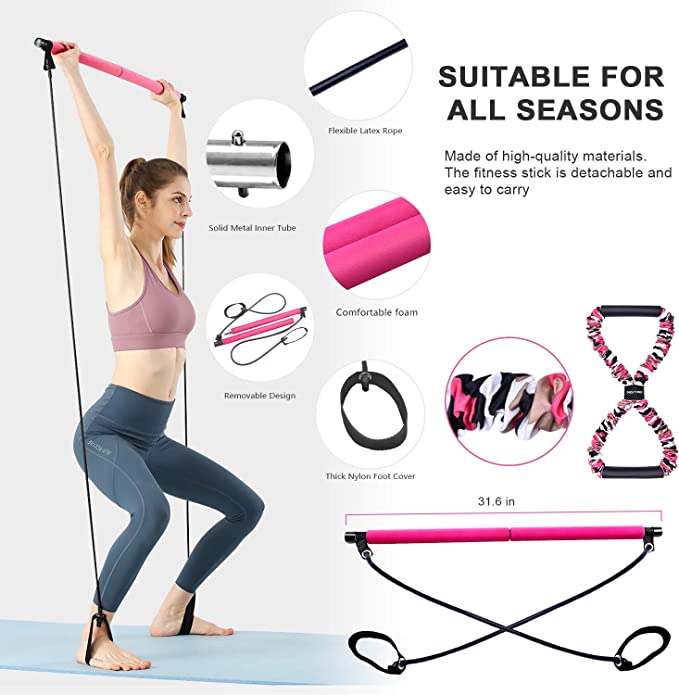 Kit de barre de Pilates avec bandes de résistance