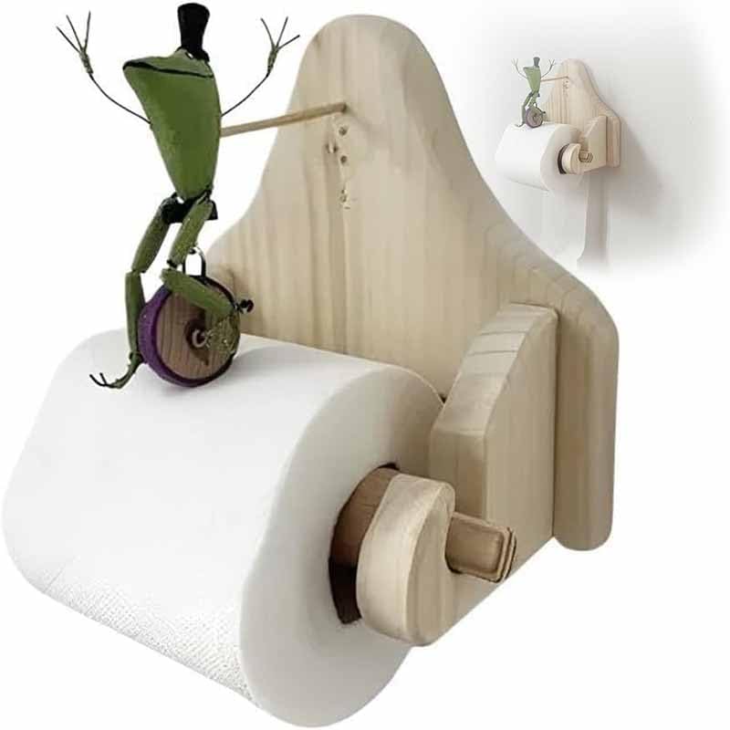 Porte-papier toilette en forme de vélo grenouille