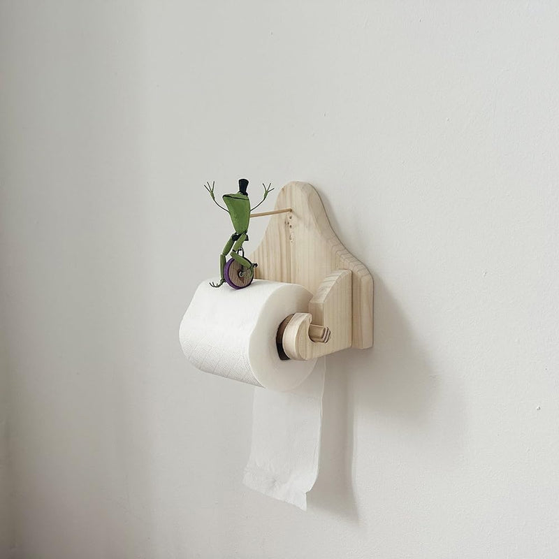 Porte-papier toilette en forme de vélo grenouille