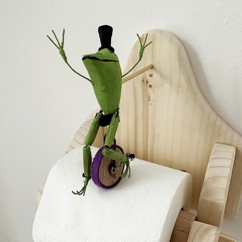 Porte-papier toilette en forme de vélo grenouille