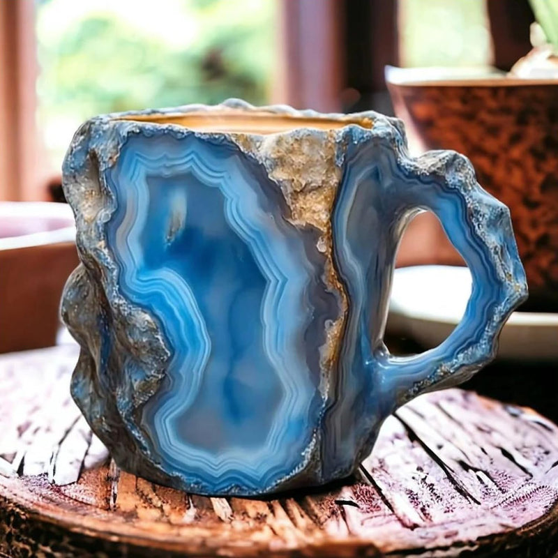 Tasse à café en résine minérale et cristal naturel