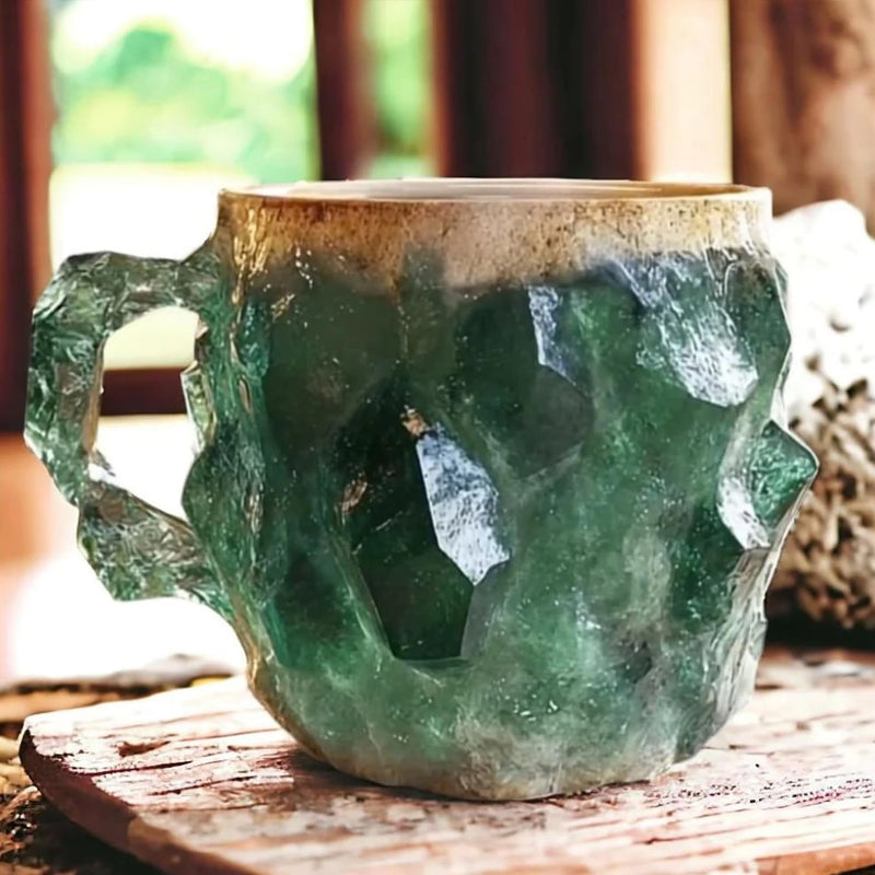 Tasse à café en résine minérale et cristal naturel