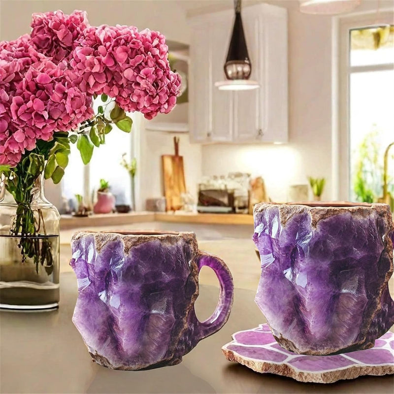 Tasse à café en résine minérale et cristal naturel