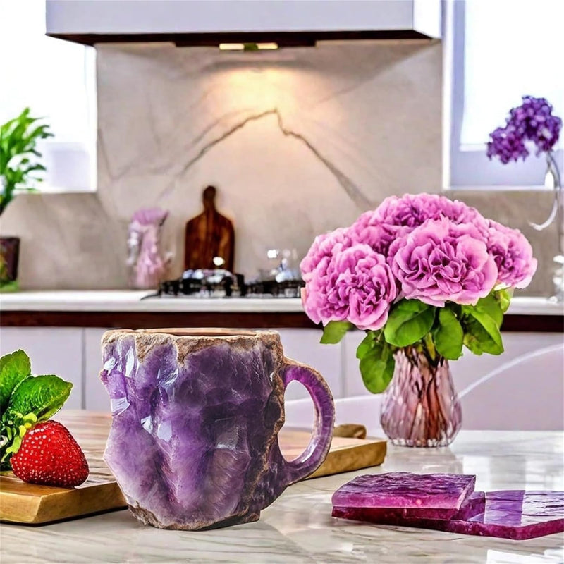 Tasse à café en résine minérale et cristal naturel