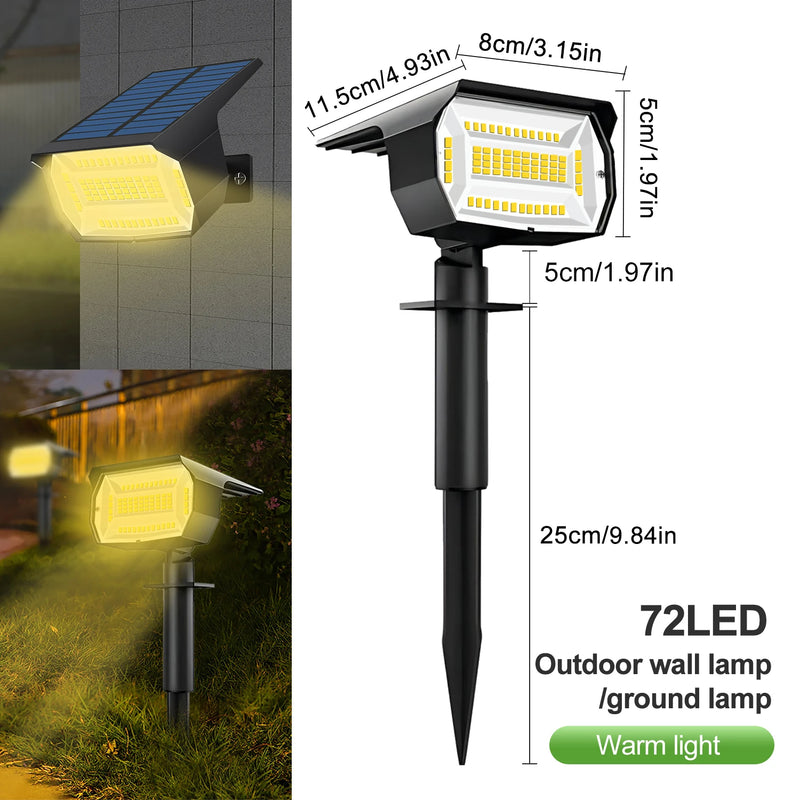 Projecteurs solaires étanches à 72 LED pour extérieur