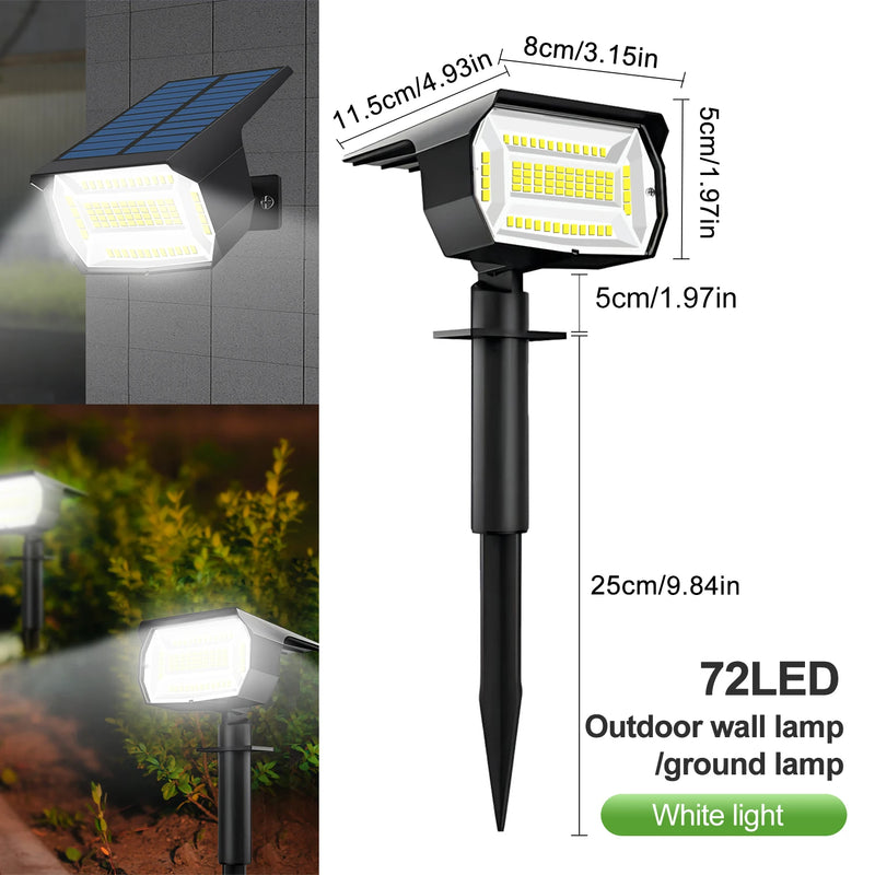 Projecteurs solaires étanches à 72 LED pour extérieur