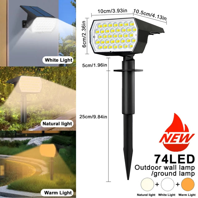 Projecteurs solaires étanches à 72 LED pour extérieur