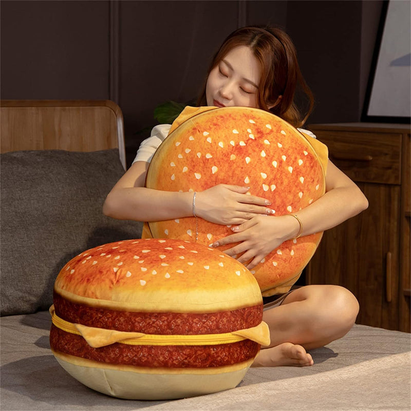 Coussin en peluche burger 3D simulé 