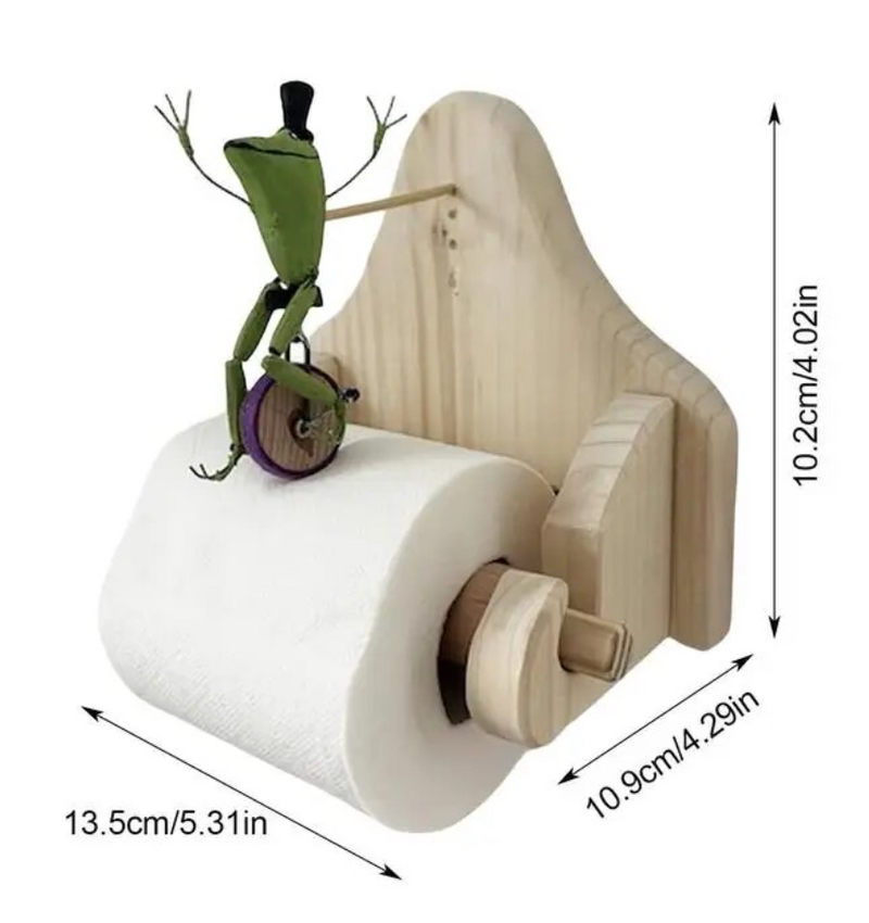 Porte-papier toilette en forme de vélo grenouille