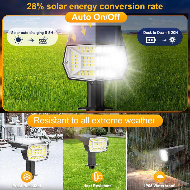 Projecteurs solaires étanches à 72 LED pour extérieur