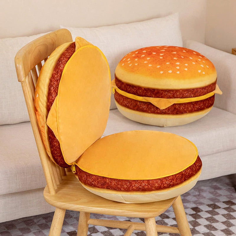 Coussin en peluche burger 3D simulé 