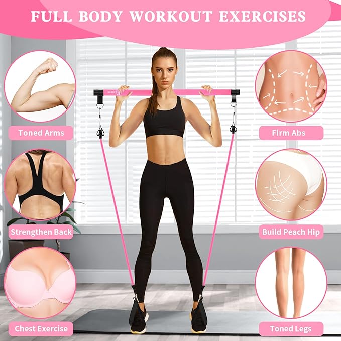 Kit de barre de Pilates avec bandes de résistance